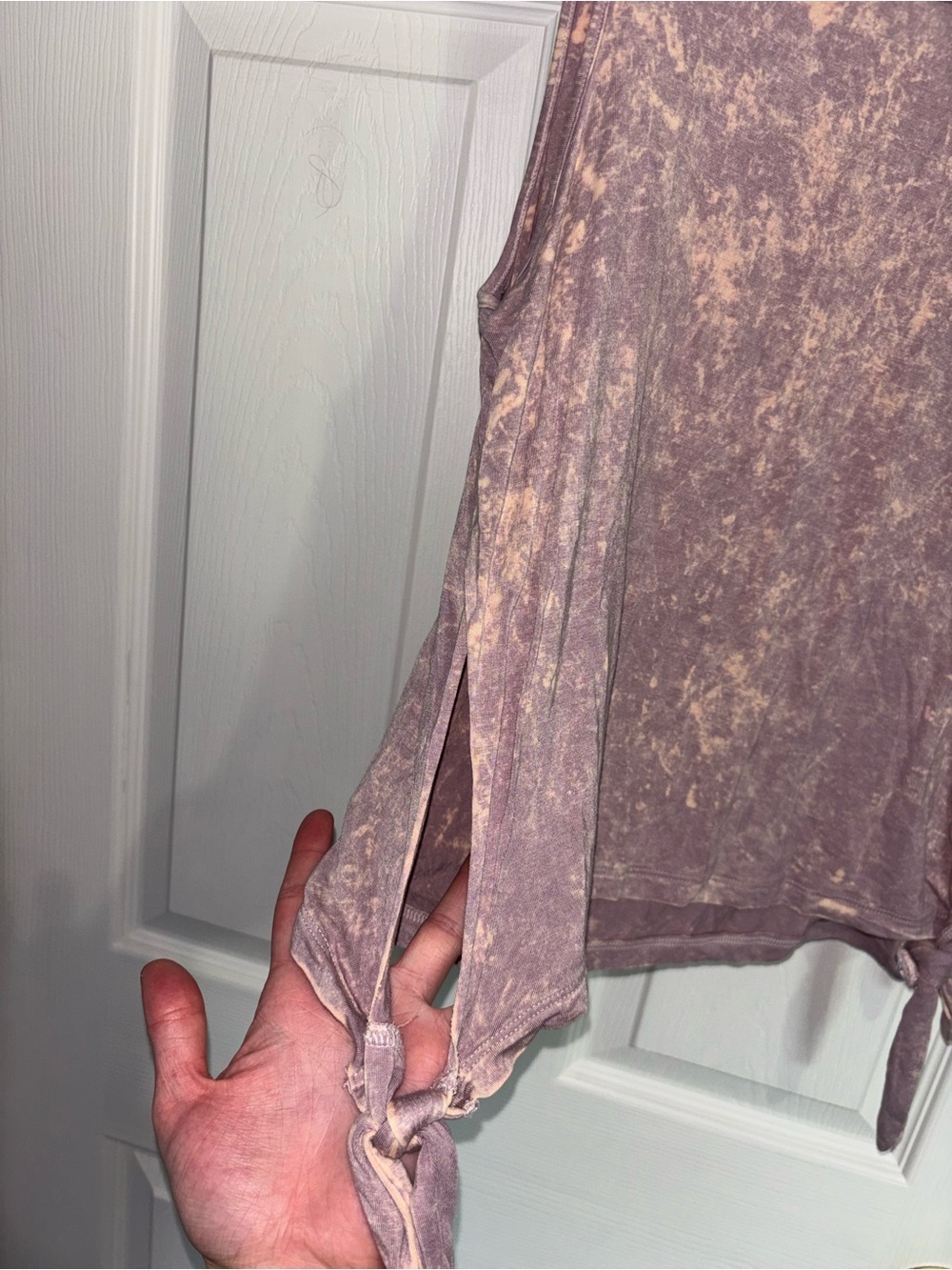 American Eagle Outfitters Mauve Mineral Wash Tank with Side Ties - Picture 2 of 3